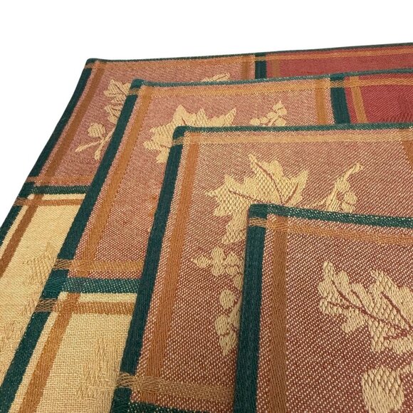 Autumn Leaf Placemats Set of 4 Orange Yellow Cotton Tapestry Bed Bath & Beyond - Picture 8 of 12